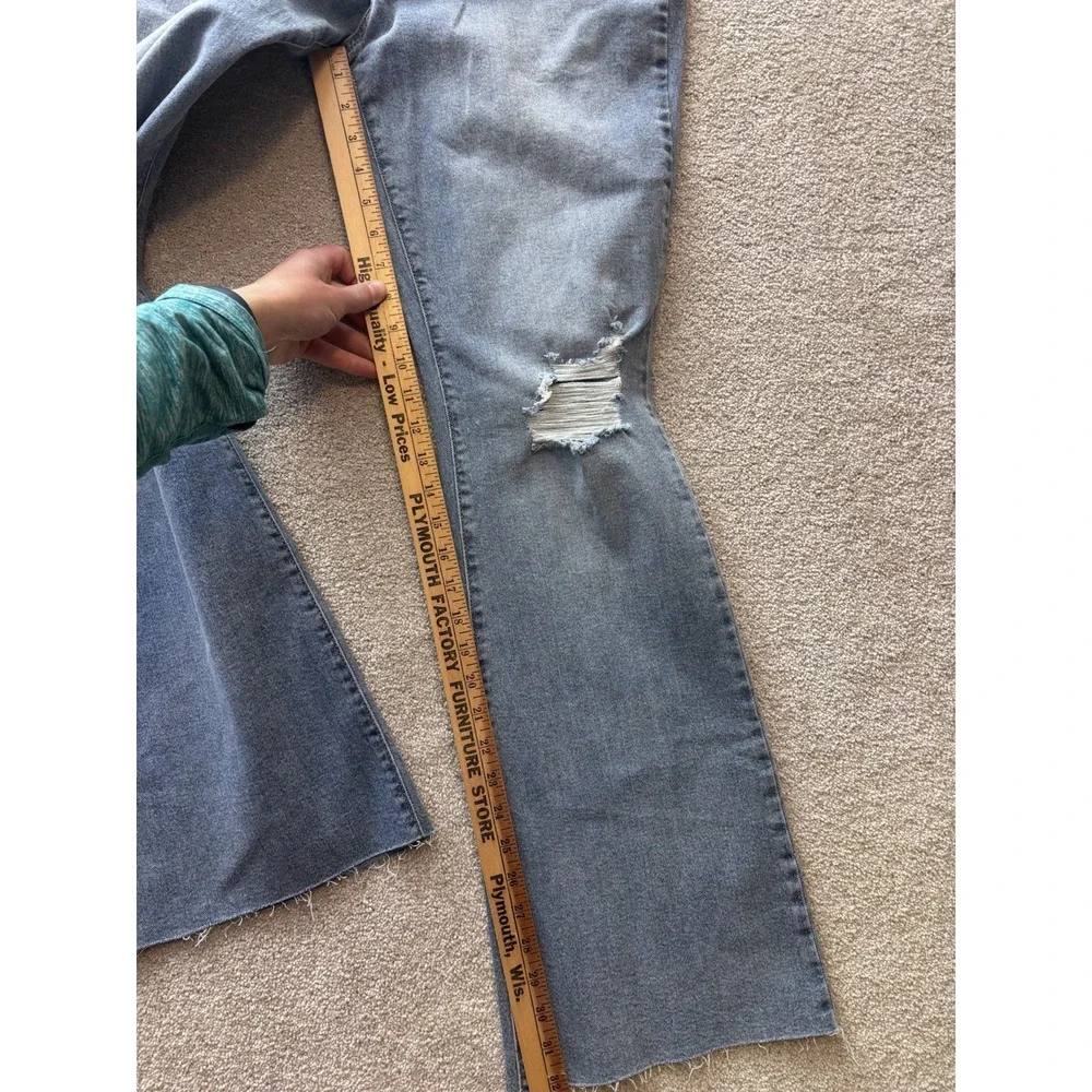 Seven 7 Jeans Wmns 12 (Fits 33x32) Blue Denim Distressed Felicity Slim Flare NEW - Picture 9 of 10